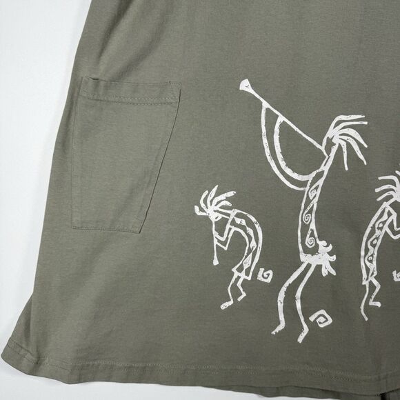 Vintage Cactus California Tunic Dress Womens XL Green Kokopelli Art Made in USA - Picture 5 of 12